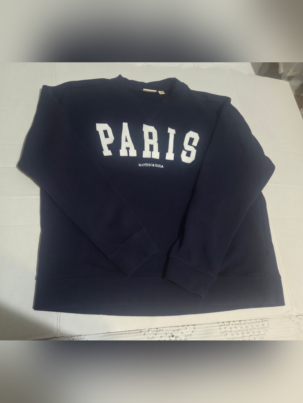 Scotch & Soda Navy Blue PARIS Sweatshirt with White Lettering - Picture 2 of 8